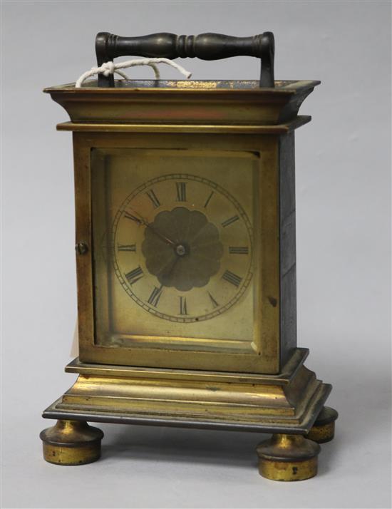An English brass carriage timepiece by Davey & Sons, Lewes